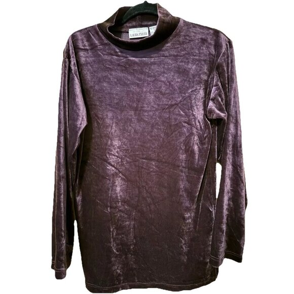 2 Piece Set Laura Tyler Pants and Blouse Velvet XL Long Sleeve Mock Turtleneck - Picture 4 of 6